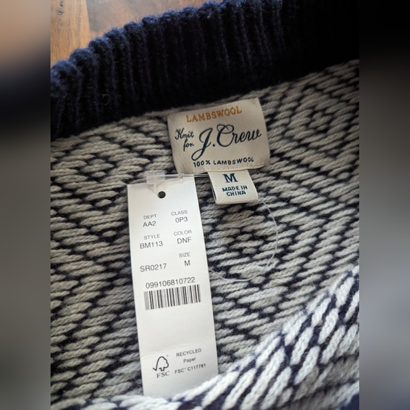 NWT JCrew Lambswool Jacquard Nordic Ski Sweater - Size M - Picture 7 of 13
